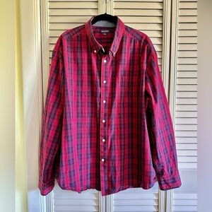 MIX&NY, MENS, LONG SLEEVE SHIRT. RED & NAVY PLAID. SIZE XXL